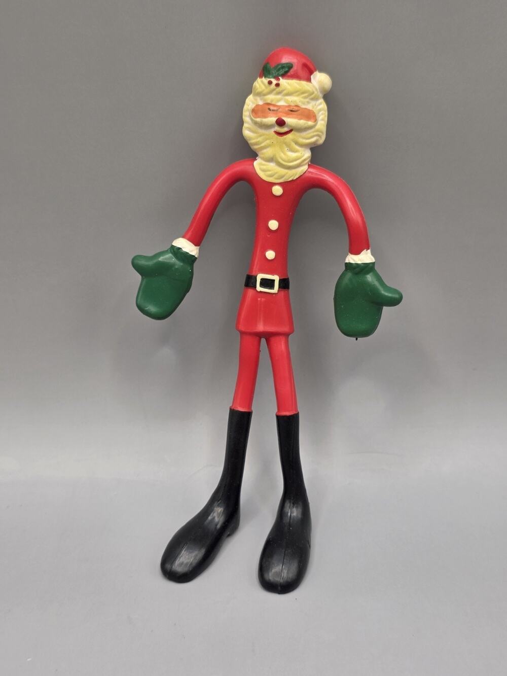 Vintage Amscan 1979 Bendy Santa Claus Figure Rubber Christmas Toy Retro 44019